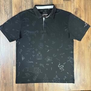 SWANNIES Polo Shirt Mens Large Black Golf Performance Brock Doodle Tiger Snake
